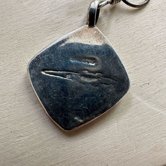 Vintage Labelle Sterling And Embossed Leather Earrings - Picture 3 of 5